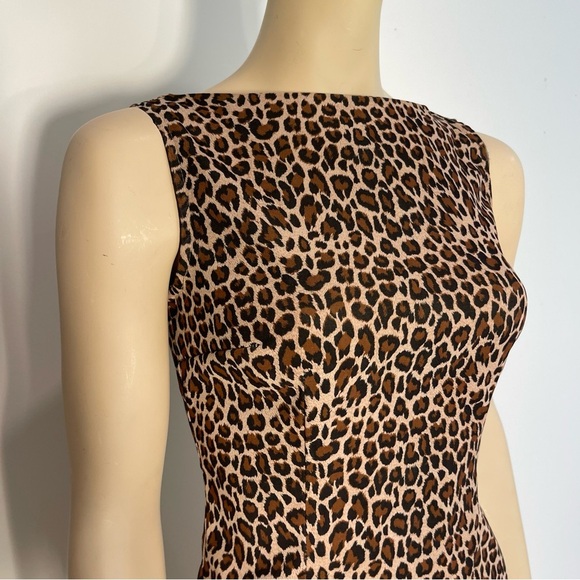 Vintage 90s Splurge Leopard Print Sleeveless Wiggle Dress Women’s Size Small - Picture 4 of 8